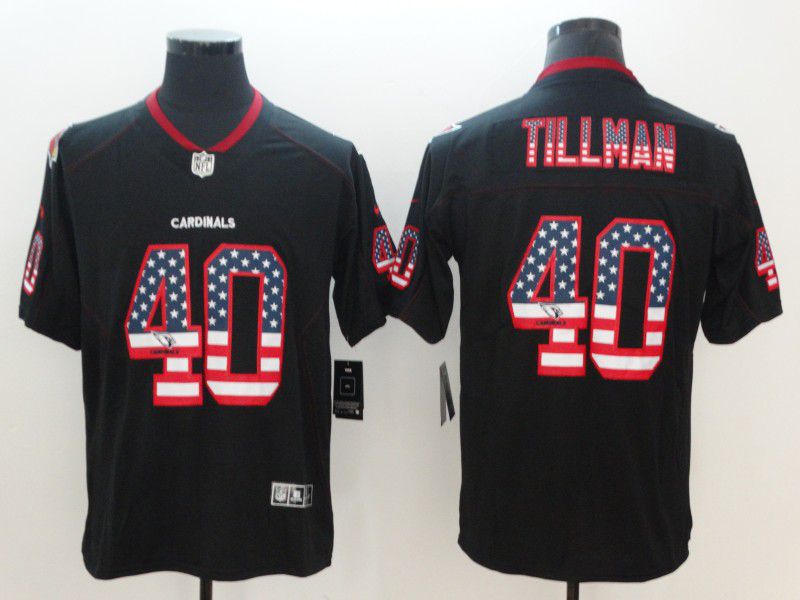 Men Arizona Cardinals 40 Tillman Nike USA Flag Fashion Black Color Rush Limited NFL Jerseys
